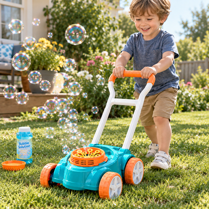 Kids Bubble Mower Outdoor Toy – Push Lawn Mower with Bubble Maker